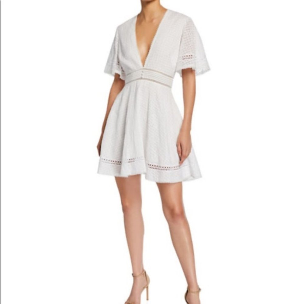 Jonathan Simkhai Embroidered V Neck Mini Dress